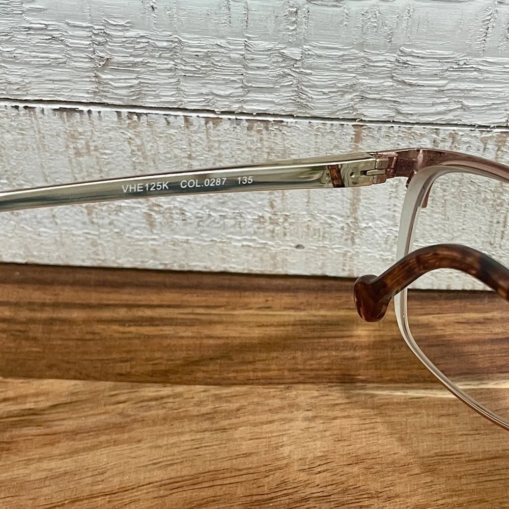 CAROLINA HERRERA VHE125K Gold Brown Pink Tortoise Square Metal FRAMES  54-15-135
